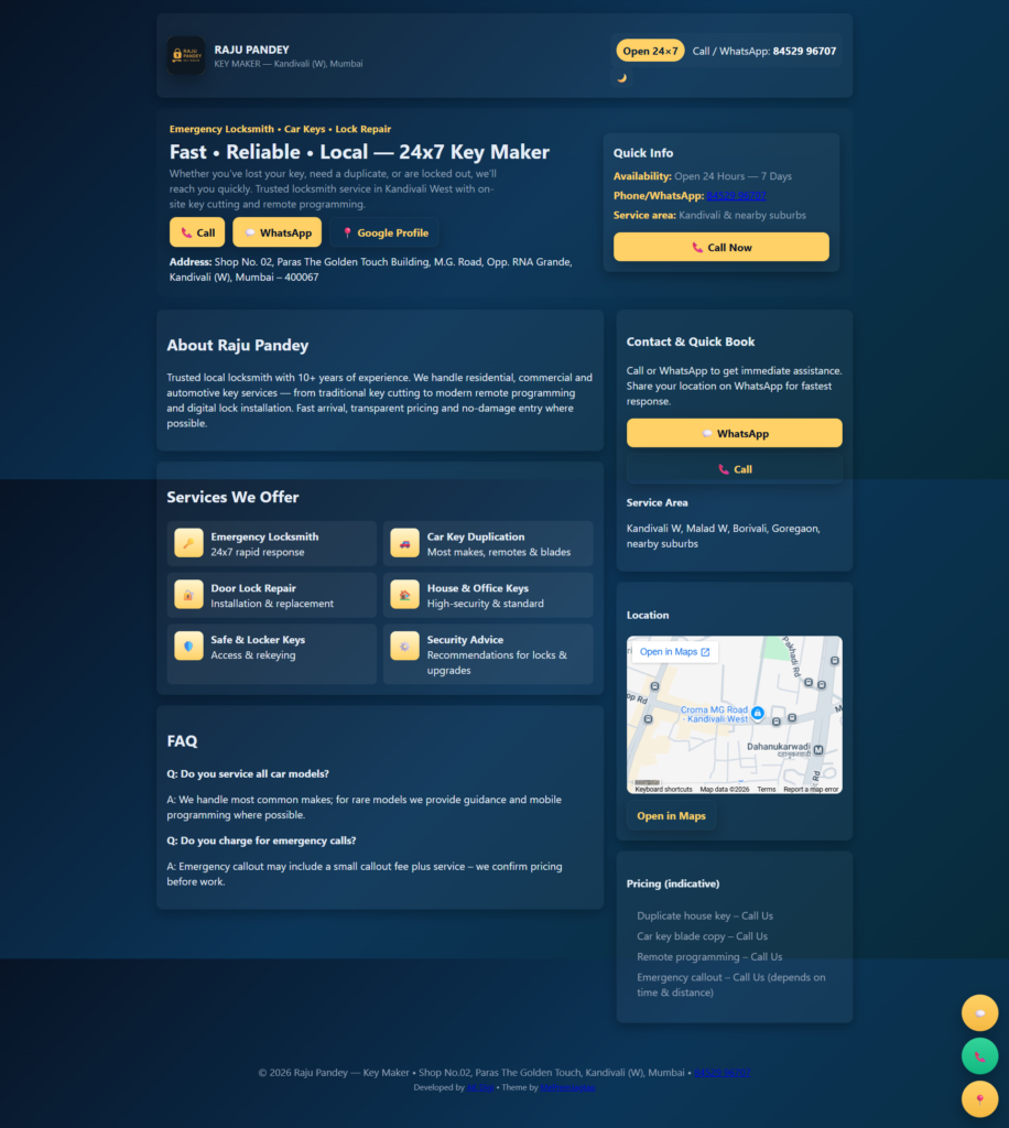 Key Maker Landing Page - Property of Prem Jagtap | PR Digital Solutions